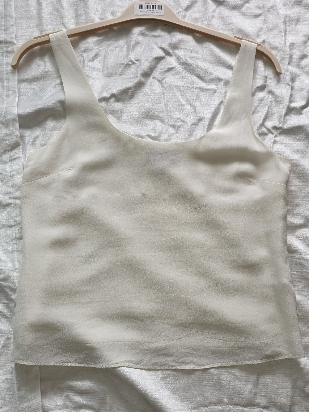 Women's Cream Silk Scoop Neck Tank Top Sleeveless Camisole